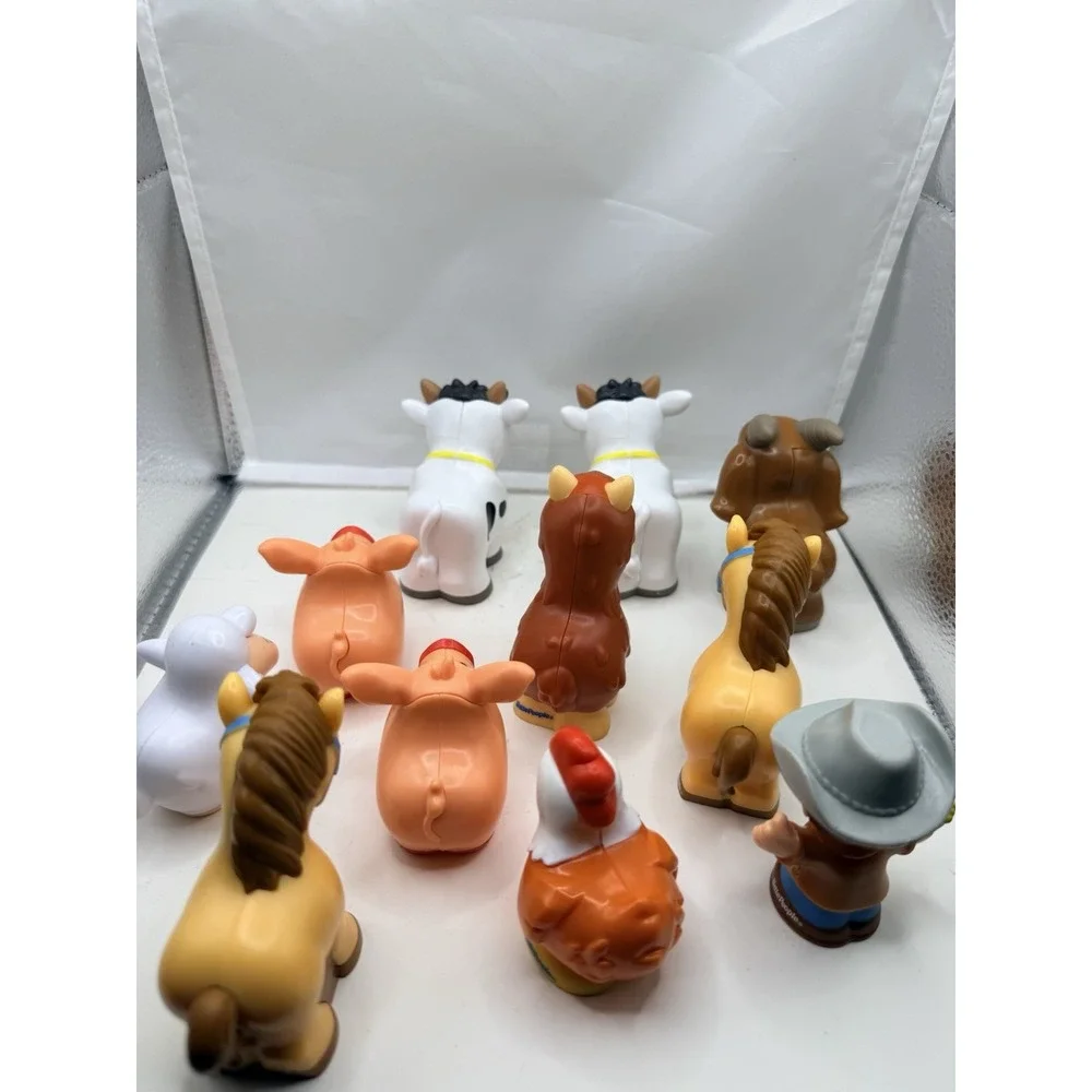 Fisher Price Little People Lot Of 11 Farm Animals Farmers Horse Cow Pig Chicken